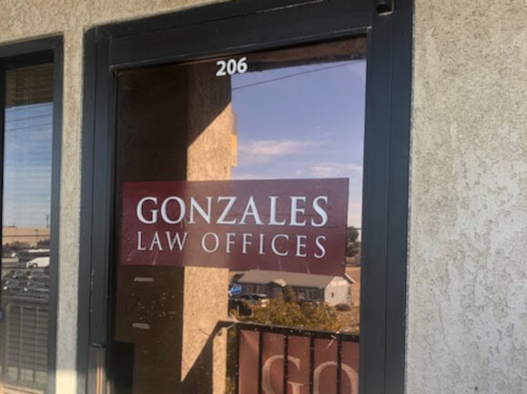 Gonzales Law Offices, front door, suite 206, Victorville, California